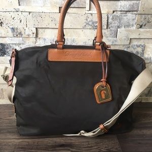 Dooney and Bourke Dark Brown Nylon and Leather Design Tote Bag